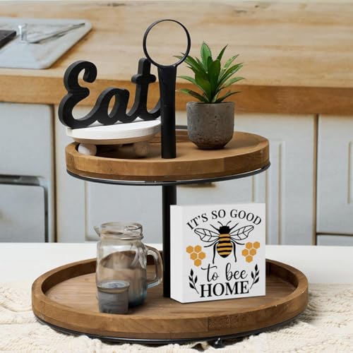 Bee Sign Decor Bee Decorations for Home It's So Good To Be Wooden Box Sign Desk Accessories Home Office Bedroom Bathroom Decor Housewarming Gift 5 X 5 Inch - color: Home