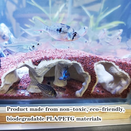 Aquarium Cave Decor，Under Gravel Tunnel Hideout with Viewing Ports, Substrate-Friendly Fish Tank Decoration for Pleco, Shrimp & Corydoras (Desert Yellow, Small) - color: Desert yellow, size: Small