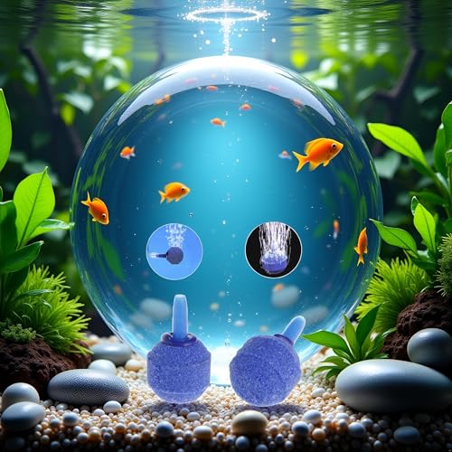 Blue Ball Shape Airstones, Air Bubble Increaser for Aquarium Fish Tank Oxygen Adjustable Stone Ball Air Pump Accessory Aquarium Pumps and Filters