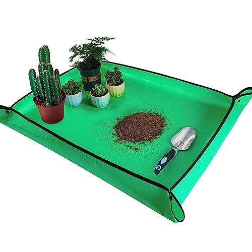39.5" x 31.5" Large Repotting Mat for Indoor Plants Transplanting Control Mess Table Top Gardener Portable Potting Tray Succulent Potting Garden Mat Gardening Gifts for Women Plant Lady Gifts - color: Pale Green, size: Large 39.5" x 31.5"