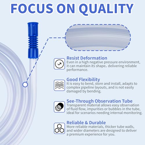 3 PCS 71" Suction Tubing Hoses Extended Suction Connection Tube, Flexible & Portable Hoses Vacuum Fits Various Devices