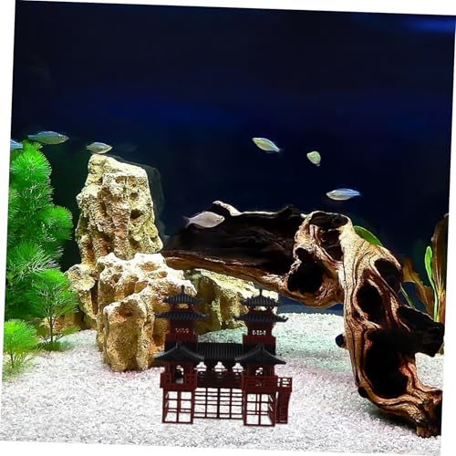 Unomor Artistic Mini Pavilion Ornament Chinese Traditional Architecture Bonsai Fish Tank Decor