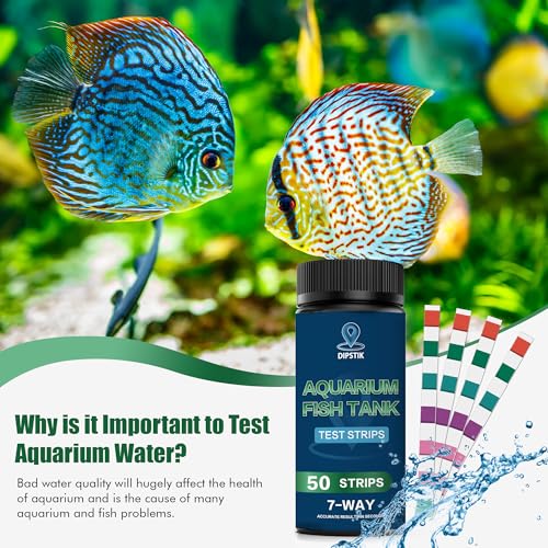 Aquarium Test Strips, 7-Way Aquarium Test Kit for Freshwater Saltwater,50 Strips Quick and Accurate Fish Tank Pond Test Strips,Test Nitrate, Nitrite, Chlorine,Hardness,Alkalinity, Carbonate, Ph - color: 7 WAY-50ct