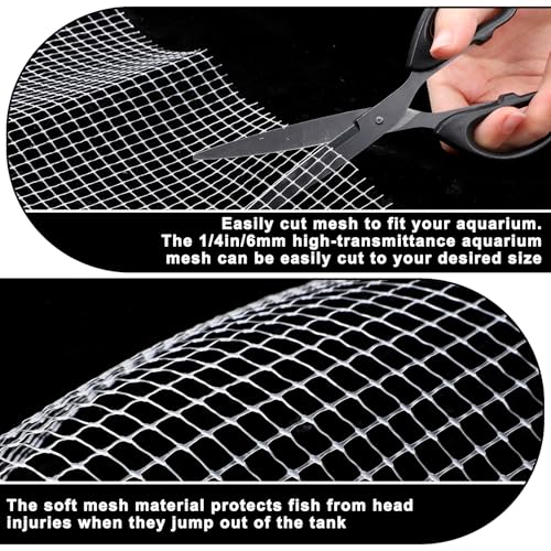Clear Mesh Netting Material, Aquarium Mesh Lid 3.3 x 5 Feet Fish Tank Cover Screen Hood Net for Fish Tank Lid Aquarium Top Cover