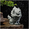 livelyfish Asian Foo Dog Statue Lion Sandstone Sculpture Ancien Chinese Qi Lin Statue for Fish Tank Aquarium Garden Bonsai Decorations, L - size: Large
