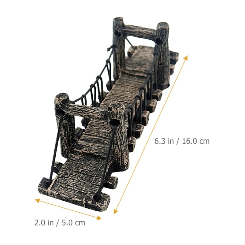 Balacoo Aquarium Decor Bridge: Resin Garden Rope Bridge Ornament for Betta Fish Tank Landscape Decoration - Dark Brown, 6.29 Inch