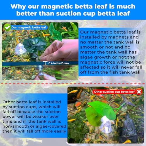 2PCS Magnetic Betta Leaf Hammock,Betta Fish Resting Spot Plastic Betta Fish Bed for Aquarium - Adjustable Betta Tank Accessories for Resting, Hiding, Bubble Nest,Betta Fish Decor