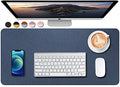 SUJAYU Dual Sided PU Leather Desk Pad, Mouse Pad, Office Desk Mat, Non-Slip Laptop Desk Pad, Waterproof Desk Writing Pad for Office and Home (23.6" x 11.8", Dark Blue + Yellow) - color: Dark Blue + Yellow, size: 11.8" x 23.6"