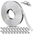 Hose Clamps Stainless Steel, Large Worm Gear Duct Pipe Hose Clamp Assortment Kit, Band Fittings Strap, 32.81FT Adjustable Metal Bolt with 20 Stronger Fasteners Screw for Plumbing Auto Tube Fuel Line - size: 1 Set - 10 m Metal Strap + 20 Fasteners