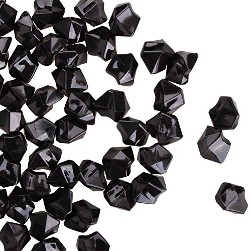 PMLAND 3Lbs Black Acrylic Ice Rocks – Bulk 550 Pieces Crushed Clear Fake Ice Gems for Vase Filler, Wedding Centerpieces, Table Scatter, DIY Crafts & Aquarium Décor - color: Black