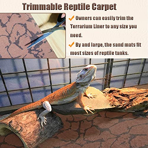 Tfwadmx Reptile Carpet Sand Mat for Bearded Dragon Terrarium Substrate Liner Brown Reversible Lizard Bedding Mats for Cage Leopard Gecko Tortoise Turtle Snake Chameleon with Tweezer 20"x 39"(2 Pcs) - size: L:19.7"x39.3"(2Pcs)