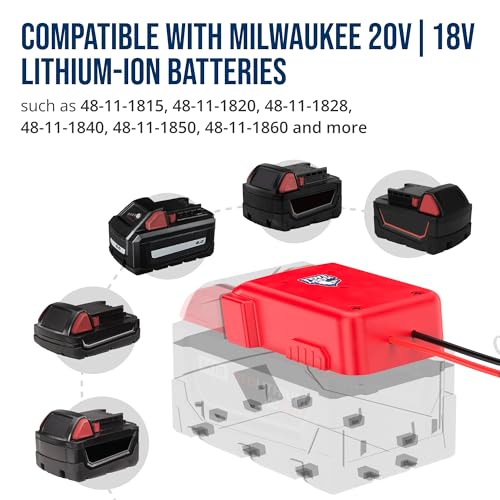 Harpy Eagle Battery Adapter for Red M18 18V Batteries – Compatible Oil Extractor Pump – Includes 30A Fuse, WAGO Connectors & 12AWG Wires – Battery & Pump Not Included - size: Red Battery Adapter