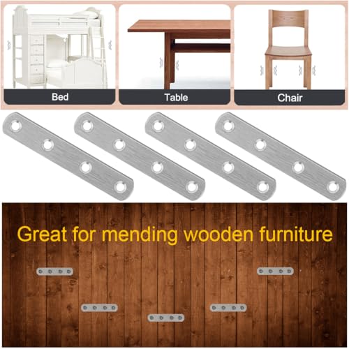 20PCS Heavy Duty Straight Brace 4 Inch Flat Brackets Stainless Steel Mending Plates, Repair Fixing Joining Metal Bracket for Wood with Screws - size: Silver 4" x 0.8"