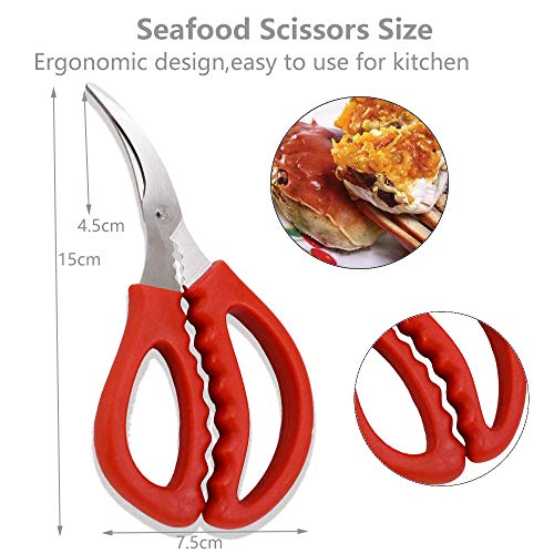 2 Pack Seafood Scissors,Seafood Fish Crab Shrimp Lobster Scissors Stainless Steel Shears for Kitchen Tools