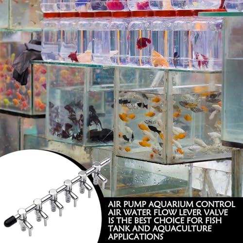 3 Pack 6 Way Aquarium Stainless Steel Air Flow Control Lever Valve with Airline Tubing Connector for Air Pumps Fish Tank Multi-Port Distributor Splitter - style: 6-Way