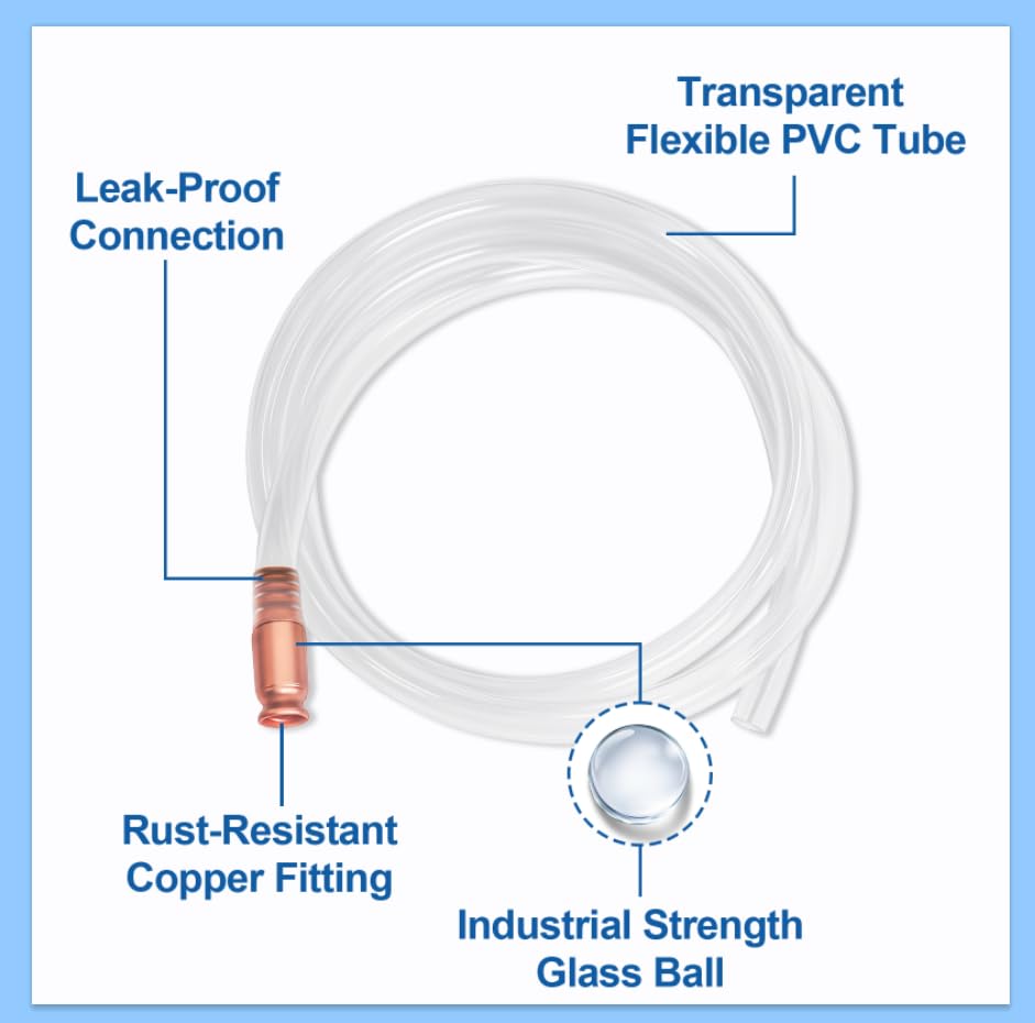Wadoy Self-Priming Siphon Hose Pump Kit - 6FT 1/2" Valve Liquid Transfer Hose for Gas, Oil, Water, Aquarium, Fuel - Food Grade Silicone Tubing, Universal Fit for Jugs, Barrels, Tanks(2 Pack)