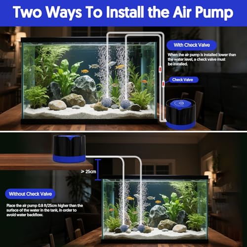 QZQ Aquarium Air Pump, Quiet Fish Tank Air Pump with Dual Outlets, 3W/5W Powerful Adjustable Oxygen Pump with Accessories, Aquarium Bubbler Aerator for Fish Tank Up to 80 Gallon (3W) - style: 3W(95GPH)