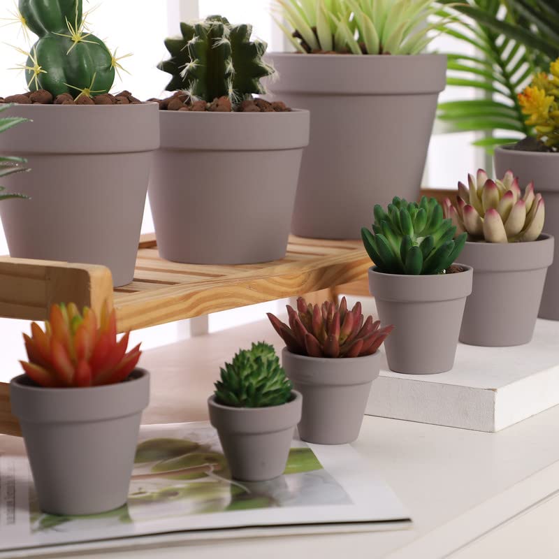 Yishang 2.5 inch Grey Terracotta Pots with Drainage Holes,Small Mini Clay Ceramic Pottery Planter,Cactus Flower Terra Cotta Pots,Succulents Nursery Pots for Indoor/Outdoor Plants,Crafts-12 Pack - color: Gray