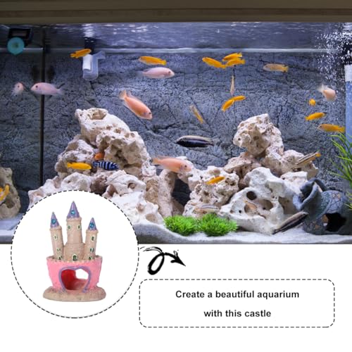 Didiseaon Castle Fish Tank Ornament Aquarium Decoration with Hidden Cave Resin Landscaping Castle Model for Fresh and Saltwater Fish Tanks 4.52X2.95X2.36 Inches