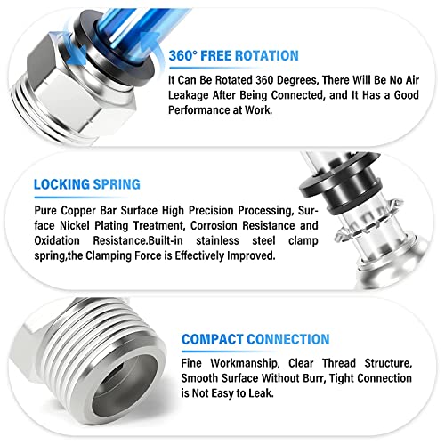 TAILONZ PNEUMATIC Male Straight 1/2 Inch Tube OD x 1/2 Inch NPT Thread Push to Connect Fittings PC-1/2-N4 (Pack of 20) - size: 1/2"OD x 1/2"NPT