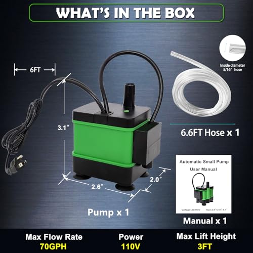 HVAC Condensate Pump Small Pump With Level Sensor For Air Conditioner 110V Automatic Submersible Water For Dehumidifier,Furnace,Green-1 - size: Small (3FT 70GPH)