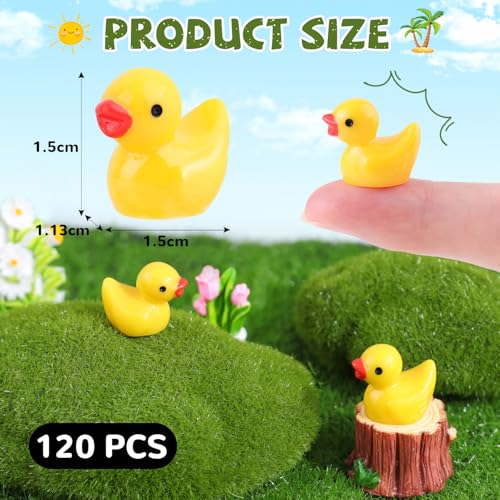 120PCS Mini Resin Animals Cute Yellow Tiny Ducks,Miniature Duck Figures to Hide,Little Animal Small Figurines Bulk for Topper Desk Garden Dollhouse Landscape Aquarium Ornaments DIY Crafts & Decor - color: Yellow Ducks-120pcs
