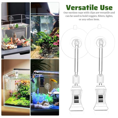 LIOOBO Aquarium Suction Cup Clips 3-Pack Adjustable Fish Tank Veggie Clips Air Pump Holder Clips for Secure Attachment and Versatile Aquarium Accessories