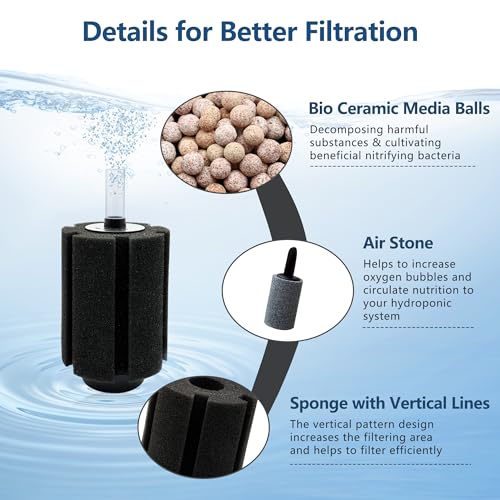 10-50Gal 2 Pack Aquarium Sponge Filter with Ceramic Media and Bubble Diffuser Ultra Quiet Fish Tank Filters fit Breeding Fry Betta Shrimp Fish Tank - color: 2 pack, size: S(10-50 gallon)