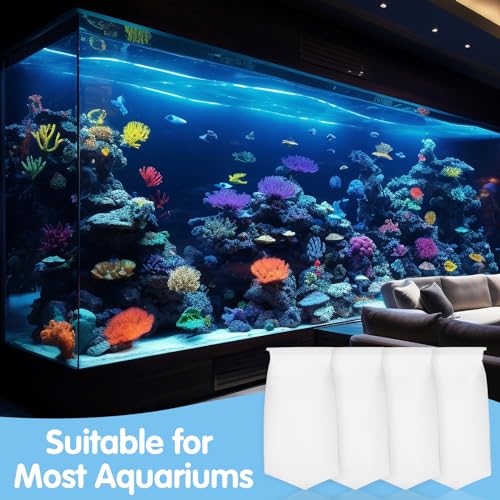 7 Inch Rectangle Filter Sock, 4 Pcs Saltwater Aquarium Filter Bags 300 μm Aquarium Filter Accessories for Saltwater Freshwater Fish Tank Filter