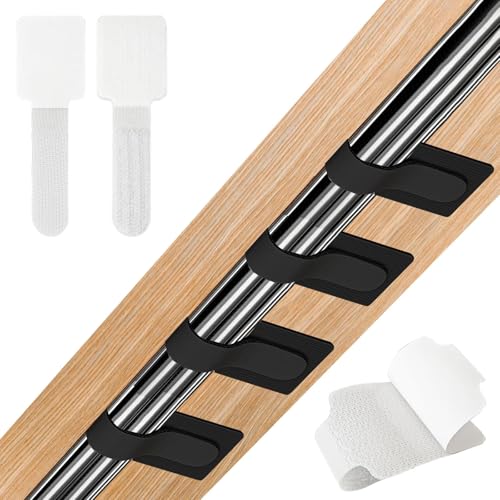 36PCS Cable Management Hook and Loop Cable Ties, Self Adhesive Hook and Loop Cable Straps, Sticky-Back Cord Organizer, Cable Clip, Household & Office Essentials (White*18 & Black*18) - color: White*18 & Black*18