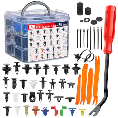 Nilight 975Pcs Car Push Retainer Clips Auto Fasteners Kit Included 33 Sizes Nylon Bumper Fender Rivets Door Trim Panel Clips with 5 Fasteners Remover 10 Cable Ties for Toyota GM Ford Honda Chevy Audi - color: 975Pcs