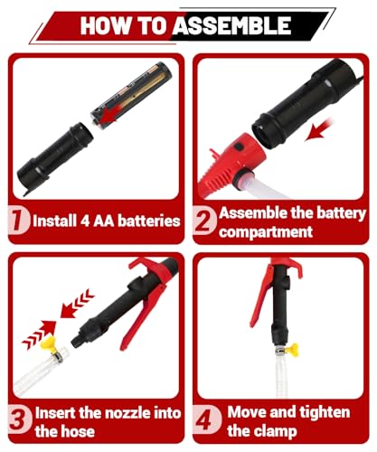 Electric USB Fuel Transfer Pump Battery Powered & Plug-In Power Supply, Portable Gas Pump For Gas Can, Gasoline Transfer Pump-Red