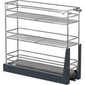 JOWBOOW 10 Inch Pull Out Cabinet Organizer (9.6" W), Fully Assembled Heavy Duty 3 Tier Slide Out Spice Rack, Door Mount Pantry Storage with Tall Guardrails, 100 LBS Capacity for Base Cabinets - size: 10"W Bottom-Mount (Min 11" Opening)