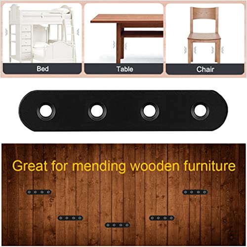 20Pcs Black Straight Brackets Heavy Duty Stainless Steel 4 Inch Straight Brace Flat Mending Plates, Repair Fixing Joining Brackets for Wood Furniture with Screws, CAM-S10020B-20 - size: Black 4" x 0.8"