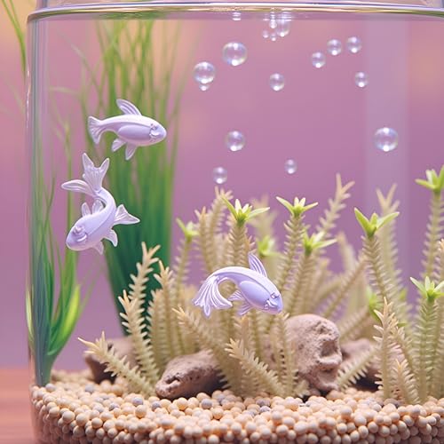 200Pcs Multicolour Cute Mini Shiny Miniature Resin Goldfish Figurines, DIY Terrarium Crafts Ornament Accessories, Mini Gardens Decor, Fairy Garden Accessories Ornament, Garden Sculptures and Statues
