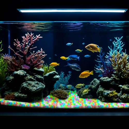 InnoHHustle 300 PCS Glow in The Dark Rocks, Fish Tank Decorations Rocks Garden Decoration Stones Outdoor Decorations Stones Pebbles Glowing Stone for Fish Tank Aquarium Bonsai Yard Decor (Multicolor)