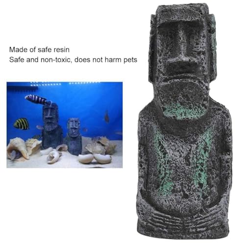 Easter Island Head Statue, Aquarium Fish Tank Ornament Home Desktop Decoration Accessories Fish Tank Aquarium Decoration(18)