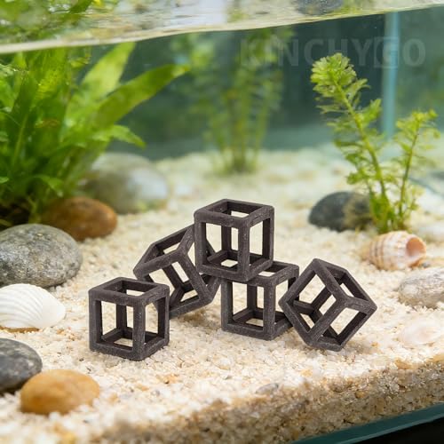 5 Pack Ceramic Aquarium Cave, Cube Shrimp Hideaway Breeding Shelter Fish Tank Decor Ornament