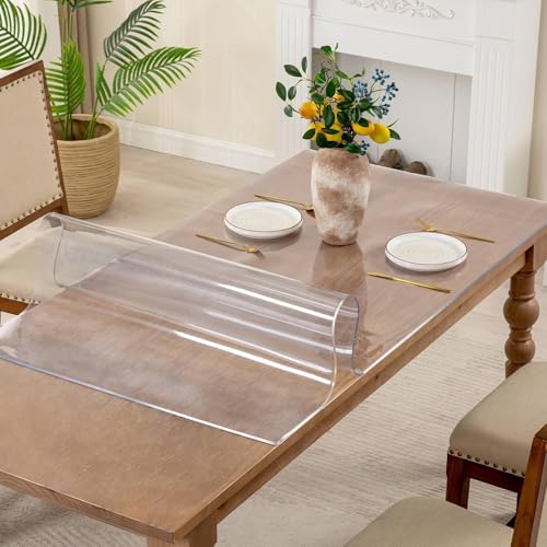 16 x 44 Inch Clear Table Cover Protector, 2mm Thick Clear Desk Mat, Plastic Table Cover, Vinyl Table Protector, Desk Mats on Top of Desks - size: 16" x 44"