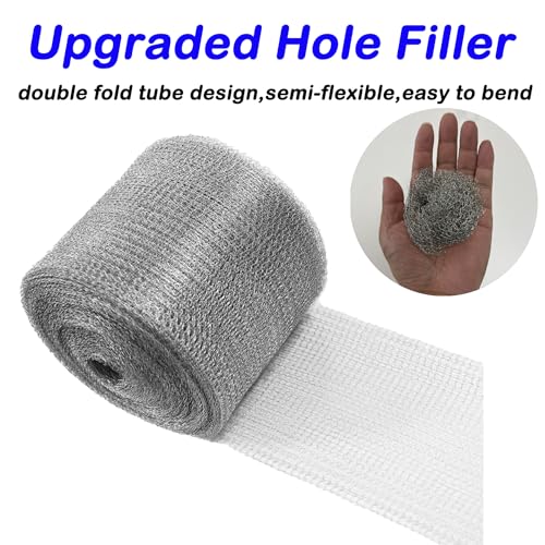 Wire Mesh Hole Fill Fabric 5 in X 103Ft, Weep Holes Filler and Covers, Upgraded Stainless Steel Wire Mesh, Flexible Stretchy Hardware Cloth for Garden House and DIY, Mice Control Rodent Barrier - size: 5IN*103FT