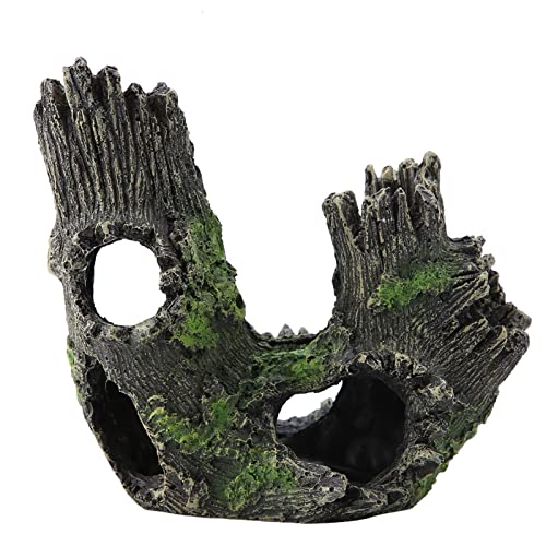 Tyenaza Aquarium Driftwood Decoration, Driftwood Resin Crafts Ornament for Aquarium Decoration Fish Tank Wood with Holes & Aquarium Caves Fish Tank Wood Decor(ST-004B) - color: St-004b