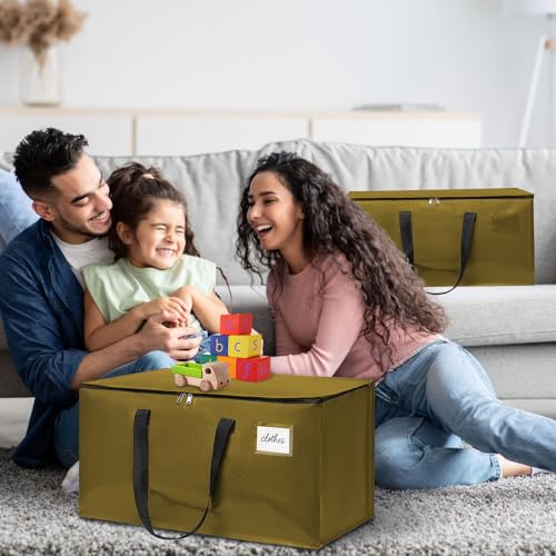 Moving Bags Heavy Duty for Packing and Storage, Large Capacity Zippered Tote with Handles, Reusable Organizer Bag – Gold Khaki - color: Golden Khaki