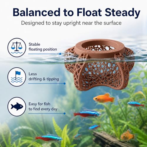 Aquarium Hideout Decor House, Fish Tank Ornament for Small Fish & Shrimp, Floating Cave Decoration for Aquariums(Brown)