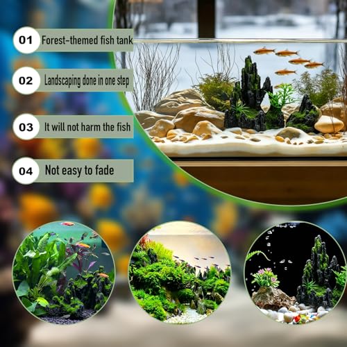 Aquarium cave Decoration Set, Fish Tank Hiding cave Accessories, Betta Fish Hiding Place, Suitable for Betta Fish, Guppies, Shrimp, etc. (Includes 4 Artificial Aquatic Plants)