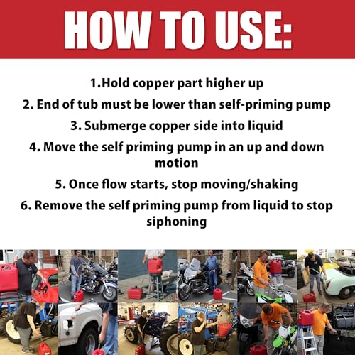 The Original Safety Siphon 6 Foot Hose For Gasoline And More - 1/2" Valve Siphon Pump - Use for Cars, Boats, Mowers - Self Priming Pump Transfers 3.5 Gallons per Minute - FDA Food Grade for Home Brews