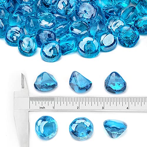 Stanbroil 10-Pound Fire Glass Diamonds - 1/2 inch Luster Fire Glass for Fireplace Fire Pit and Landscaping, Caribbean Blue Luster - color: Caribbean Blue Luster