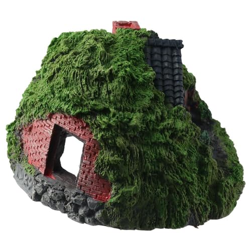 Aquarium Decoration Simulation Aquatic Resin House Simulation Thatched House Betta Hideout Cave for Fish Tank