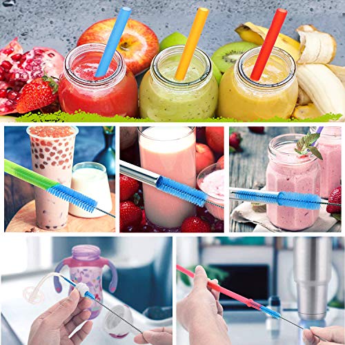 Long Straw Brush Cleaner (10 Pack), Flexible Nylon Tube Cleaning Brushes with 0.4" Bristles, Rust-Proof Stainless Steel Wire Washer for Reusable Tumblers, Sports Bottles & Pipes (10 Inch) - color: Blue