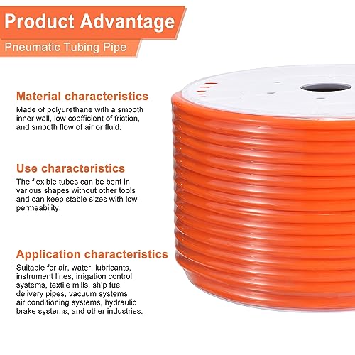 MECCANIXITY Pneumatic Tubing Pipe, 12mmx8mm 295ft 90 Meters PU Air Line Tubing Hose Tube Red for Fluid Transfer Air Compressor - color: Red, size: OD12mm*ID8mm 295ft (90 Meters)