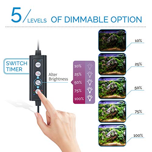 hygger Advanced LED Aquarium Light with Timer, 24/7 Lighting Cycle & DIY Mode, Full Spectrum Fish Tank Light for 18-24 in Freshwater Planted Tank - size: 18"- 24"